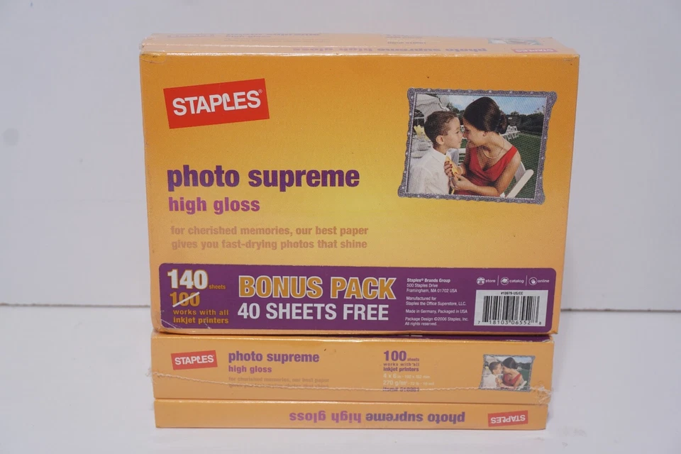 2pcs Staples Photo Supreme Satin Paper 4" x 6" 140 Sheet All Inkjet printers - Image 3 of 4