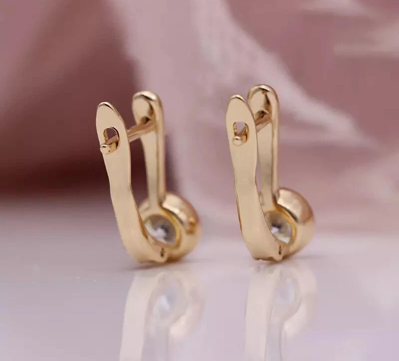 PENDIENTES DE ARO DE LLAMA RELLENOS DE ORO ROSA 18K HECHOS CON CRISTALES DE SWAROVSKI REGALO GF47 Foto 3 de 4