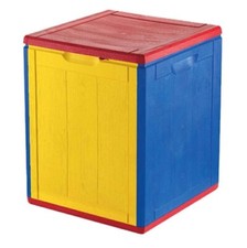BAULE IN PLASTICA COLORATO PORTA GIOCHI PORTA LEGNA POUF GENSINI 43x44,5x51h 90L