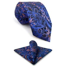 Neckties for Men Orange Blue Neck Tie Set Classic Size Pack