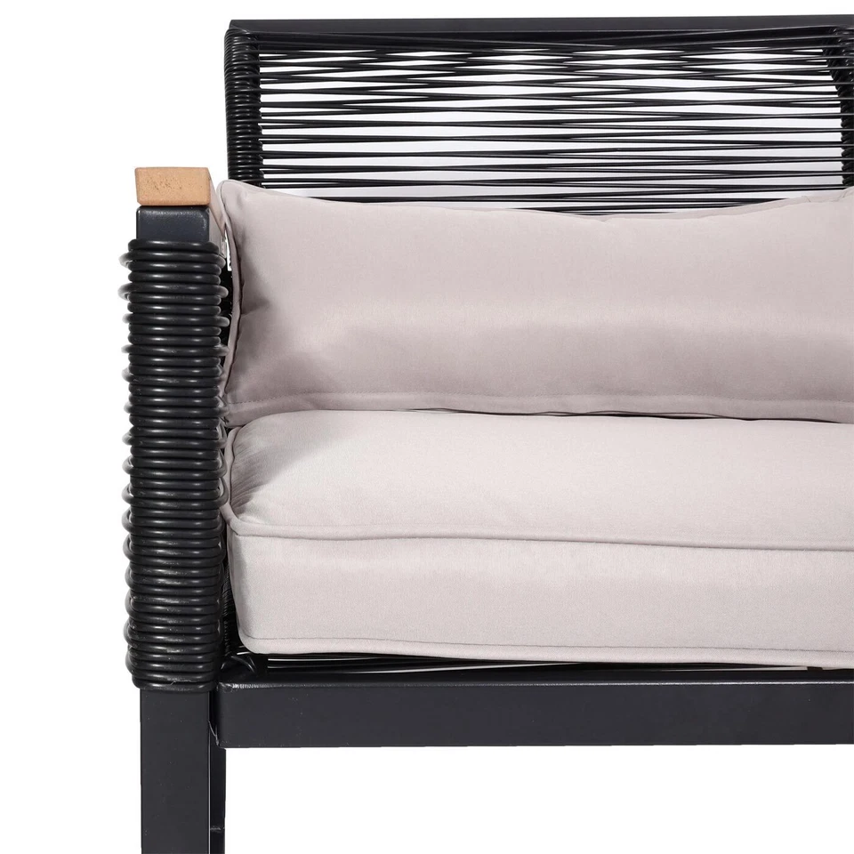 Garten-Garnitur HWC-K42, Gartenlounge Lounge, Seilgeflecht Rope Holzoptik Stahl - Bild 4 von 4