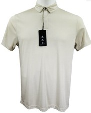 ALFANI Men's AlfaTech Stretch Beige Solid Polo Shirt Short Sleeved