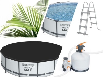 Pool Bestway Pro MAX 4.57 x 1.07m + Sandfilterpumpe, Leiter, Abdeckplane NEU/OVP
