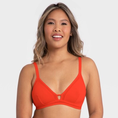 All.You.LIVELY Women's Mesh Trim Bralette - Tomato Red Small