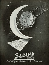 1940s Vintage Sabina Watch Mid Century Art Print Ad