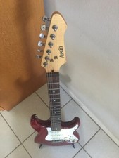 Vintage Austin St Style Sss 6 String Electric Guitar Red Wood Grain Finish