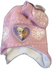 NEW With Tags DISNEY FROZEN HAT  MITTEN SET ELSA  ANNA TODDLER PINK Kids Girls