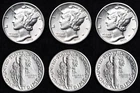 1939 & 1939-D & 1939-S Mercury Silver Dime Nice AU 3 Coin Lot FREE SHIPPING