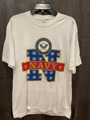 VINTAGE US Navy Shirt Large Adult White 