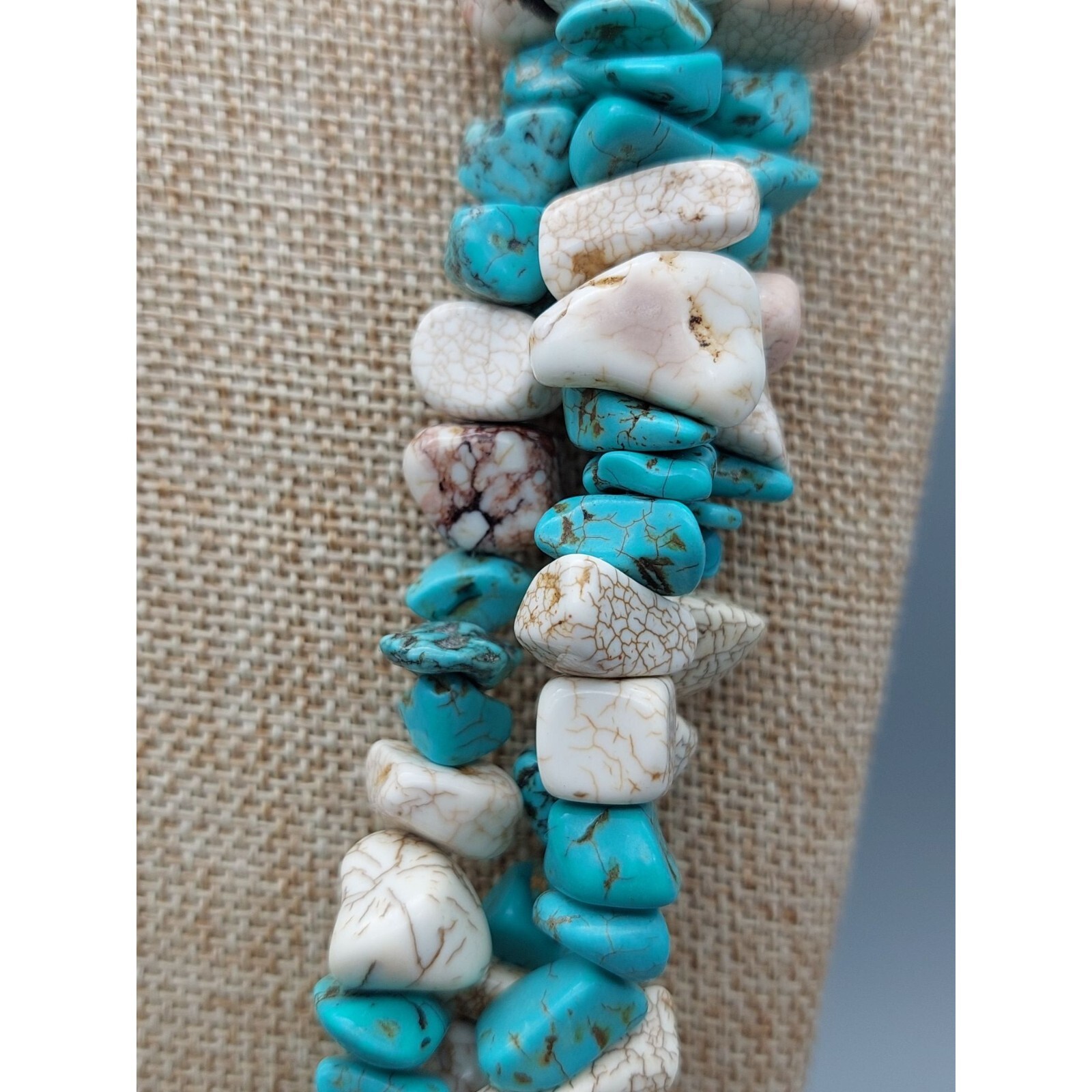 Stone Multi Strand Artisan Statement Necklace & H… - image 6