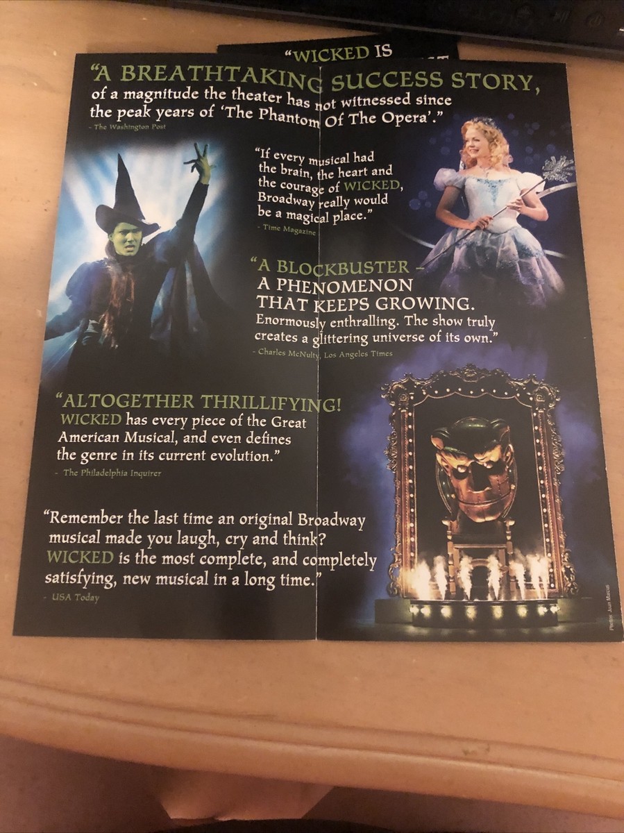 Wicked - Broadway Promo Ad Flyer - Gershwin Theatre - NYC | eBay