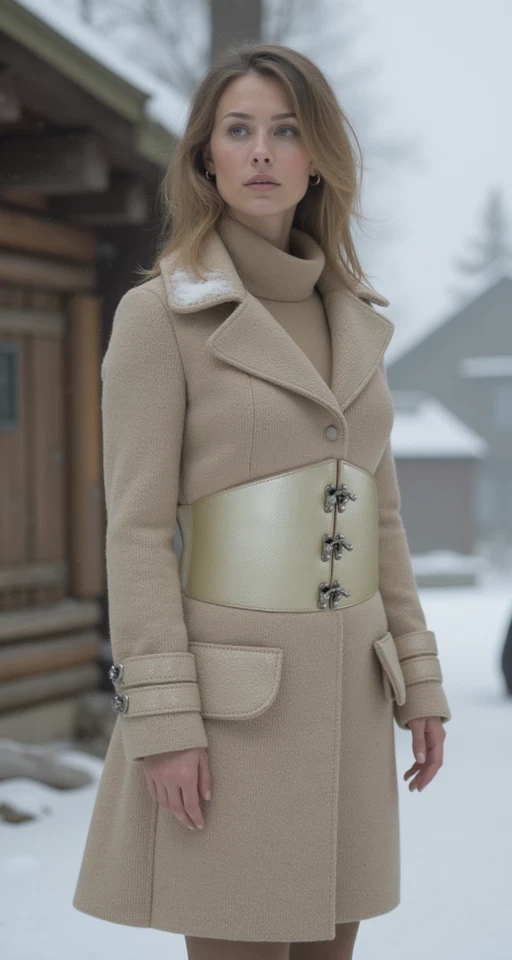 Women Elastic Beige Wide Waistband Champagne Belt Hip High Waist Hook Buckle S M - Image 4 of 4