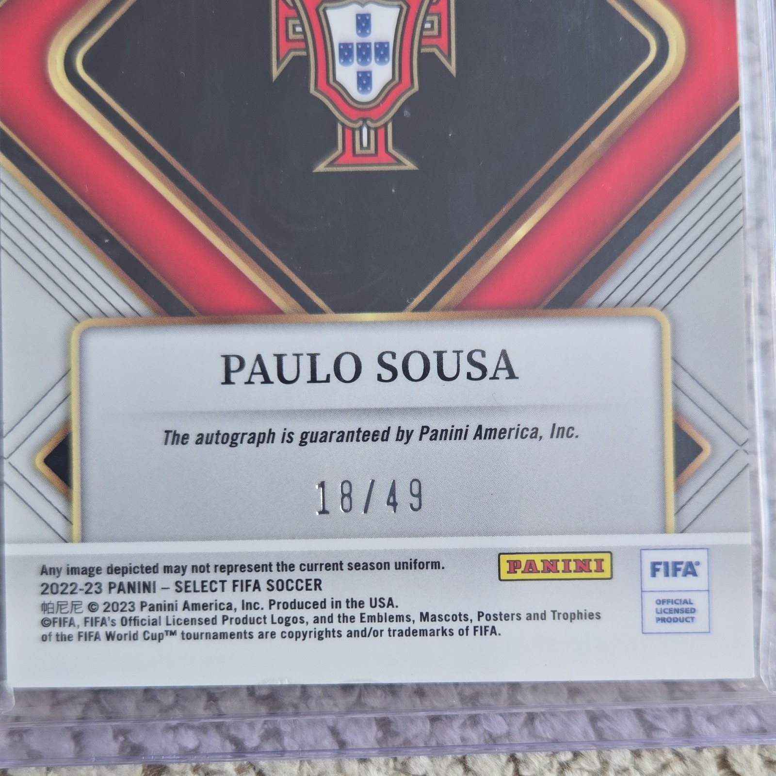 2022-23 Panini Select FIFA - Signatures Paulo Sousa #S-PSA Purple Prizm /49 (AU) view 7