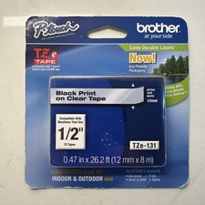 1 Pack Brother Genuine P-Touch, TZe-231 Tape TZE2312PK Black Print Clear Tape US