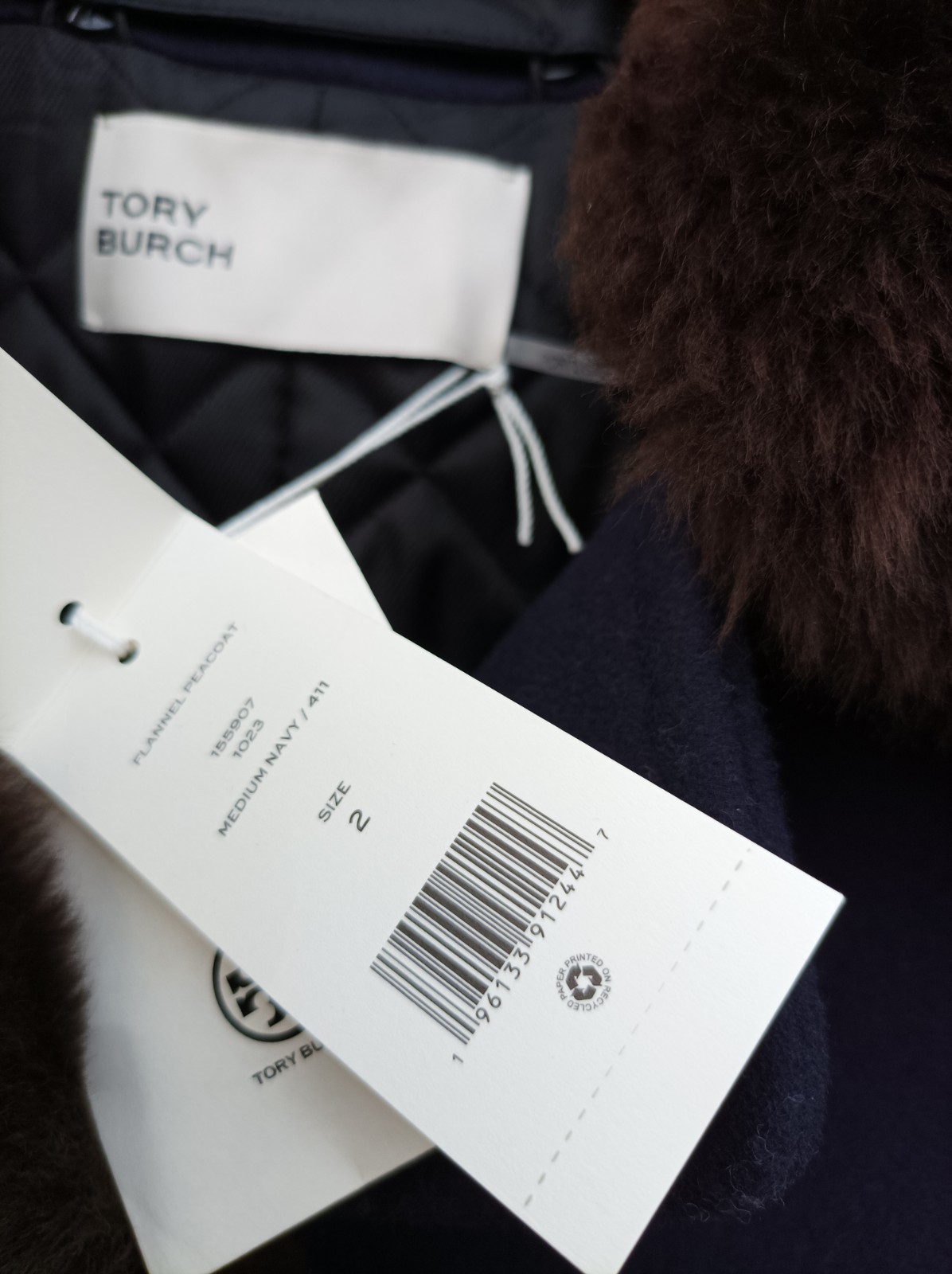 Tory Burch Pea Coat Jacket Navy Wool Shearling Fur Collar US2 UK6 £2,105 Runway image 7