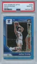 Julius Erving 2024-25 Optic Aqua Prizm Philadelphia 76ers 211/225 PSA 10