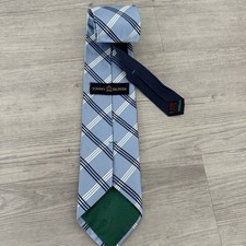 Tommy Hilfiger Blue Pattern 2 Tone Neck Stripe Tie Necktie Silk Very Nice 
