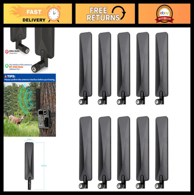 4G LTE Cellular Antenna RP-SMA Male 9dBi 10-Pack for Trail Cameras & Routers