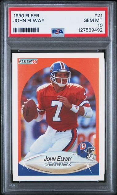 1990 Fleer #21 John Elway Card PSA 10 HOF Denver Broncos RARE Low Pop 121