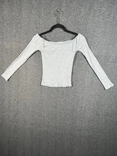 Ambiance grey ribbed off-shoulder long-sleeve top M Regular Fit Pullover 