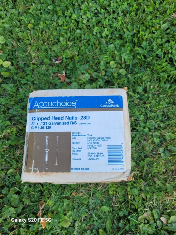Full Case of 2500 Clipped Head 3" x .131 Galvanized Framing Gun Nails