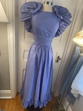 VICTOR COSTA VINTAGE PERIWINKLE BLUE LONG RUFFLE TOP FORMAL DRESS-SIZE14-SPECIAL