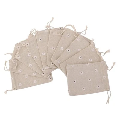 10pcs lin naturel toile de jute toile de jute petit simple pochette - Photo 1/4