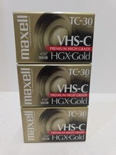 Lot of 3 New  Sealed Maxell TC-30 VHS-C HGX-Gold Camcoder Video Tape