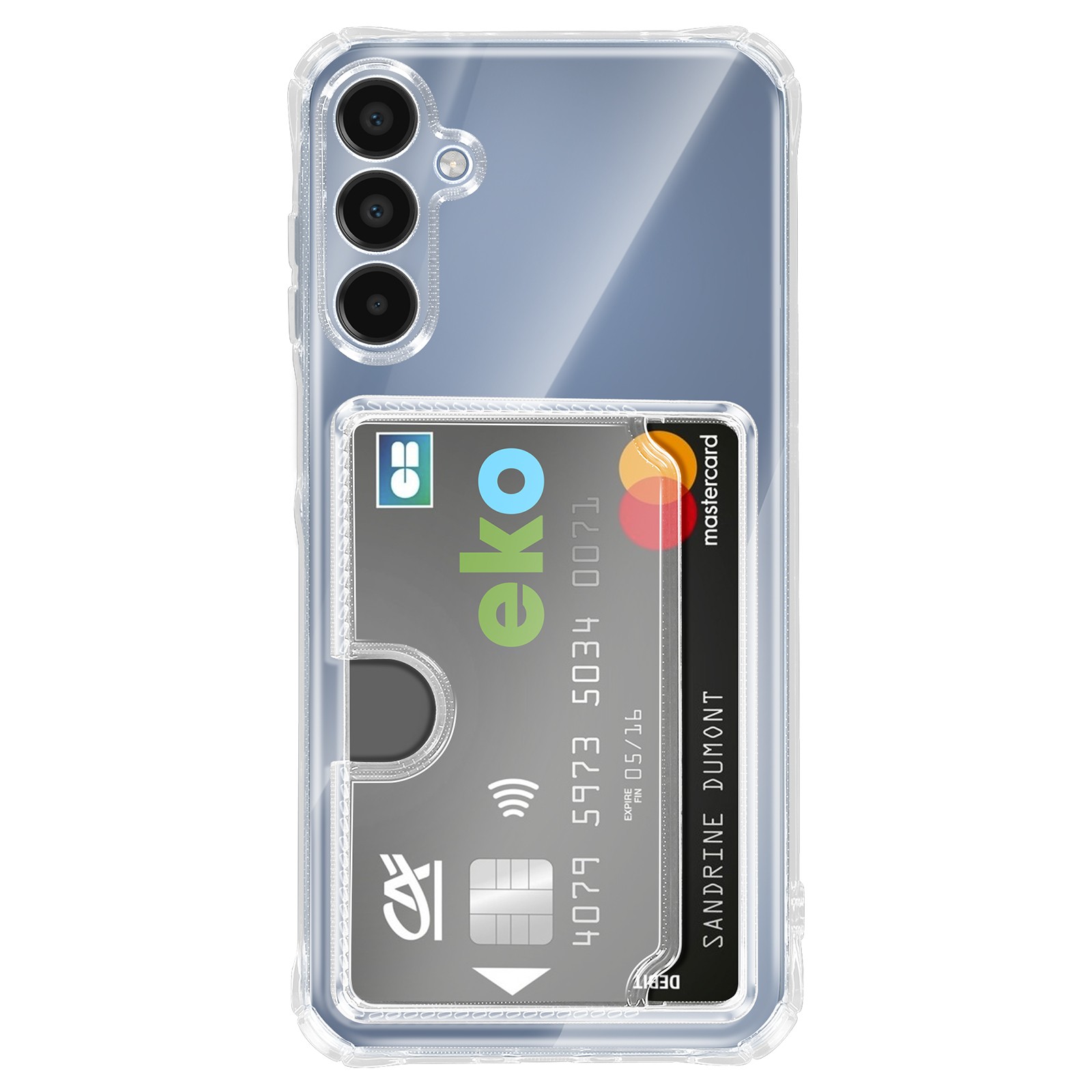 Coque Galaxy A15 Avizar antichoc transparente avec porte-carte intégré