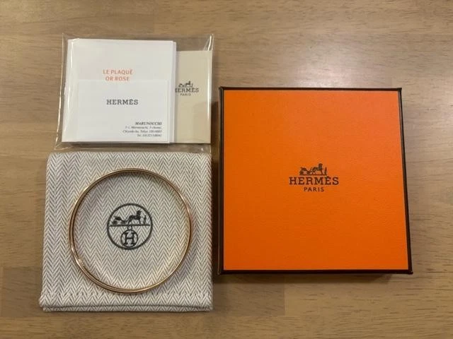 HERMÈS Bracciale Hermes Smaltato Oro Rosa Bianco 19 cm Bracciale