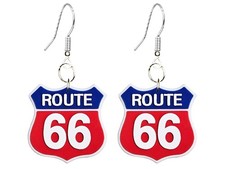 Route 66 Earrings Retro Highway Sign Dangle Earrings Road Trip Travel Jewelry
