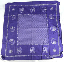 Vintage Purple Banana Republic  Elephant Bandana 19.5" Square Safari Japan RARE