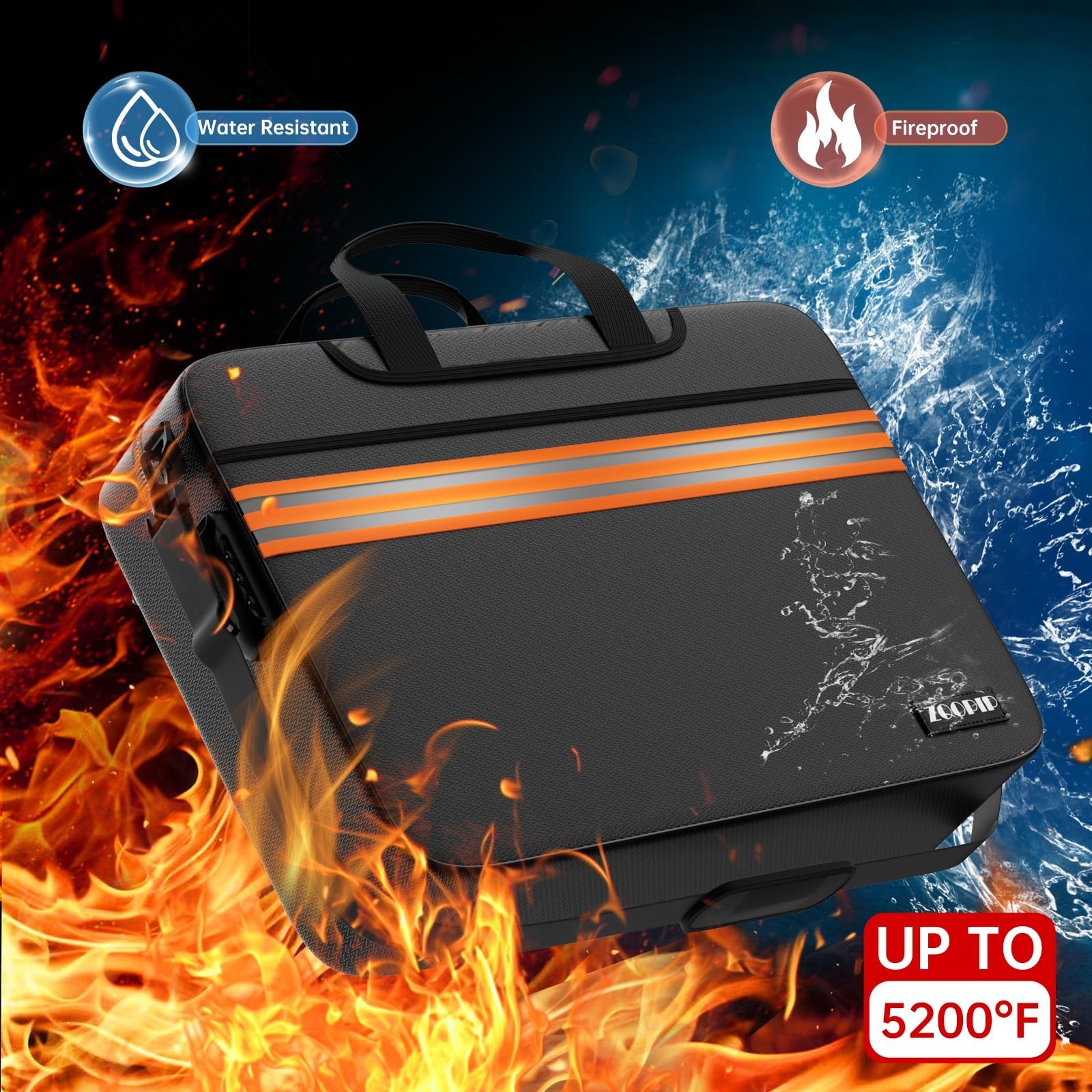 Accordion File Organizer with Lock,Fireproof Document Organizer Bag with Shou...