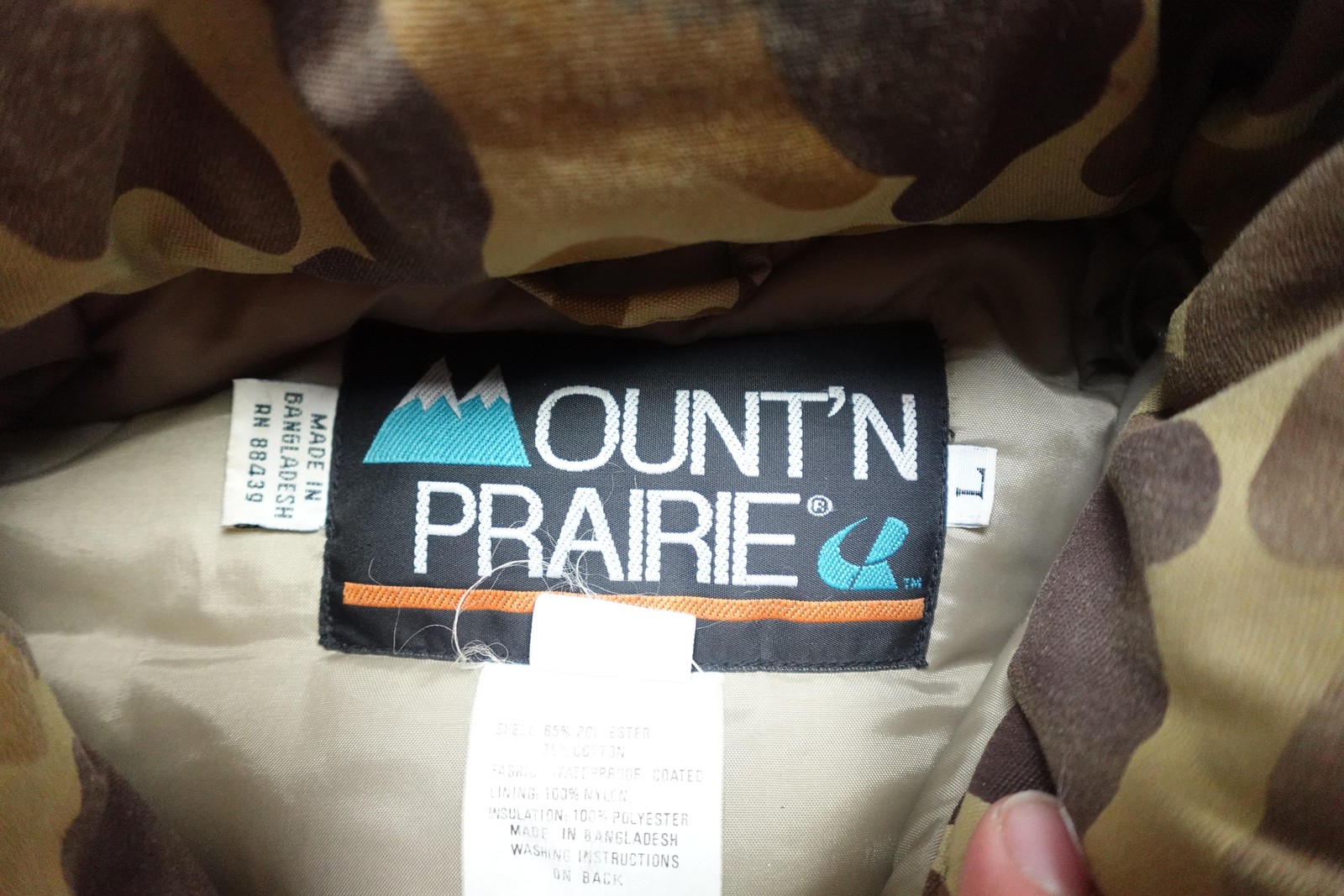 Vintage Mount'n Prairie Camo Jacket Mens Large Brown Duck Insulated Winter