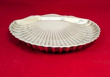 Fisher Sterling Silver 2-Footed Scalloped Clam Shell Dish #143, 8-1/4'' X 8''