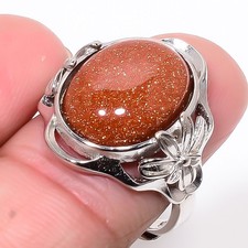 Golden Sunstone 925 Sterling Silver Ring Size Adjustable R159 