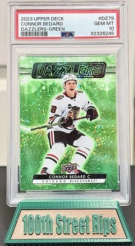 2023 Upper Deck Connor Bedard Green Dazzlers PSA 10 No. DZ-79 Chicago Blackhawks