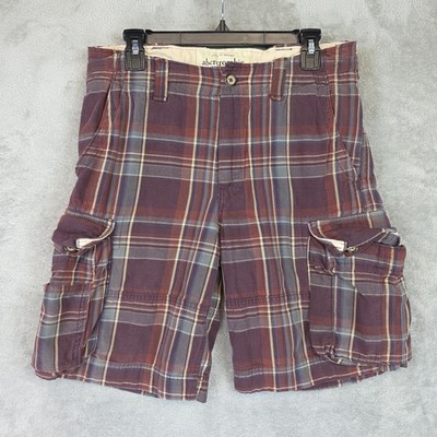 Abercrombie Cargo Shorts Boys 16 Multicolor Plaid 100% Cotton Casual School Y2K