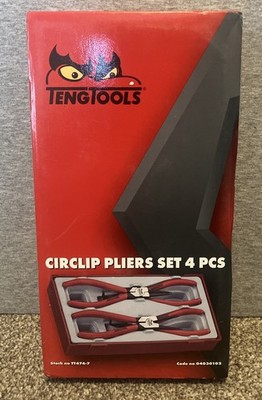 Teng Tools 7'' Sicherungsringzange Werkzeug Set gerade gebogen innen & außen TT474-7