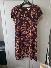 Talbots Petites Muted Wine Floral 100% Rayon Dress Size 16 Cottage Core