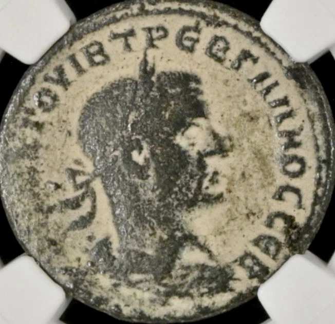 Trebonianus Gallus Sestertius Ancient Roman Coin Temple NGC Genuine 251-253AD - Image 2 of 4