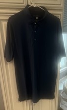 Hickey Freeman Golf Polo Navy Dot Stretch Men's L Short Sleeve Shirt
