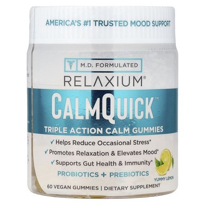 CalmQuick , Triple Action Calm Gummies, Yummy Lemon, 60 Vegan Gummies