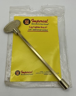 Imperial Universal Flame Fireplace Brass 8'' Gas Logs Valve Key 1/4'' 5/16'' Stem