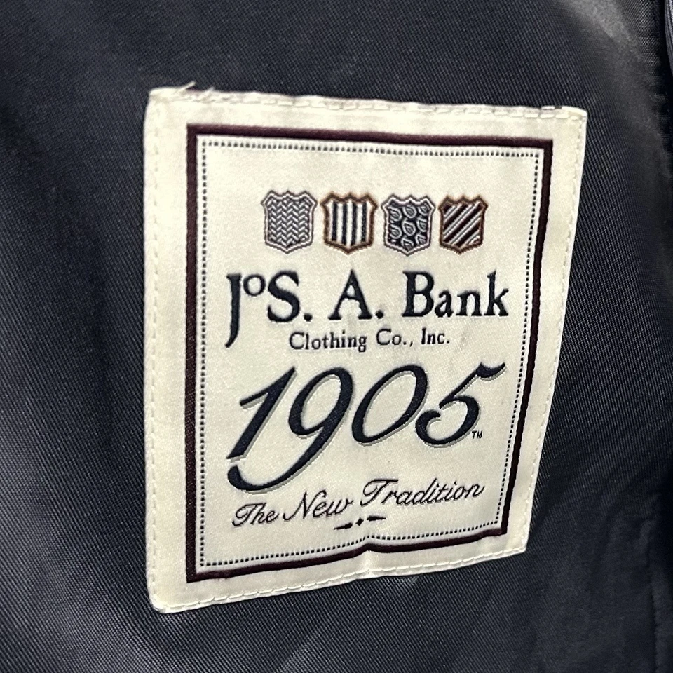 Jos A Bank 40S Tailored Fit Sport Coat Blue Plaid Wool Blend Double Vented - Image 3 of 4