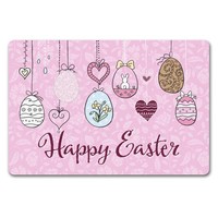 Happy Easter Ostern FußMatte In 40X60 Cm Ohne Rand Mit Ostereier-Motiv In Rosa