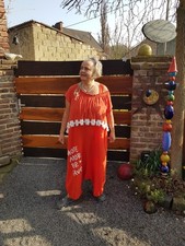 Latzhose, Kekoo, Gr. 3, 48/50, tiefer Schritt, Rot/Orange, Lagenlook, neuwertig