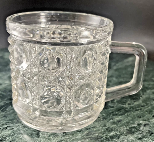 VTG Federal Glass Windsor Clear Button Cane 6 Oz Beverage Punch Cup Priced Ea