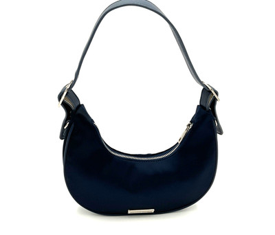Madden Girl Blue Crescent Shoulder Bag Logo Accent Zip Closure for Women