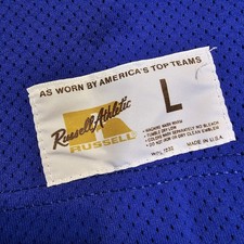 Russell Athletic 80s Logo Large Heavy Mesh Jersey "A" 24 Blue Classic Stripes